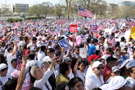 Thousands marched on the Capitol in support of congressional moves  toward comprehensive immigration reform.
