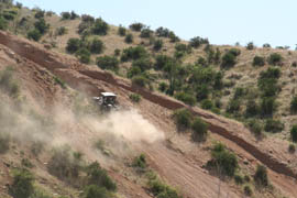 An off-highway vehicle travels in a closed area of the Tonto National Forest.