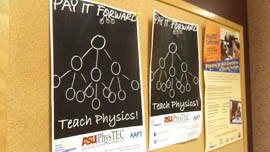 Posters encourage Arizona State University physics students to consider teaching careers.