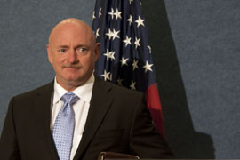The day after the Senate rejected a plan for expanded background checks for gun sales, Mark Kelly repeated a pledge that he and wife Gabrielle Giffords would campaign for elected officials willing to pass gun reforms.