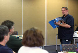 Marc Haley, a training coordinator with Hope Inc., addresses a Mental Health First Aid Training session in Tucson.
