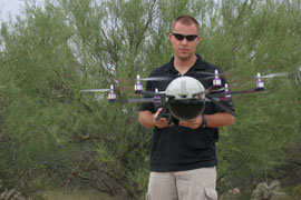 Matt Culbertson flies the Cyclone 6, a drone developed by Cyclone Autonomous Design group in Tucson. The company hopes to sell the unmanned aircraft to police agencies to take pictures of crime scenes and monitor the border, among other uses.
