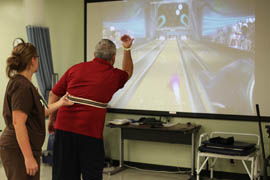 The Xbox Kinect video game control Stephen Yates uses in physical therapy is a full-body system requiring no controller.