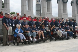 Some of the 25 World War II veterans from the Tucson area who came to Washington, D.C., this week, during their visit to the World War II Memorial.