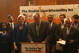Sen. Tom Harkin, D-Iowa, was joined by other senators and by college students Thursday urging action to keep student loan rates from doubling as scheduled on July 1. The rally came shortly after the full Senate stalled in its efforts to pass one of two possible fixes.