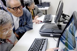 San Francisco residents get training in computer use at this senior center in California. Senior citizens are less likely than other age groups to be connected to the Internet, according to a recent Census bureau report.