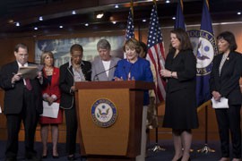House Democrats gathered before the vote to call the abortion bill part of a Republican 