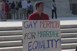 Phoenix native David Baker, 24, an openly gay member of the Mormon Church, has been rallying in front of the Supreme Court since Monday waiting for the court's ruling on same-sex marriage laws.