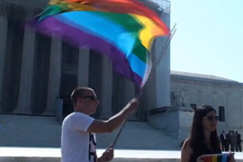 A small group of gay-rights supporters had already started gathering early this week outside the Supreme Court, which is expected to release rulings in two same-sex marriage cases this week.