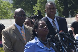 Barbara Arnwine of the Lawyers Committee for Civil Rights joined members of the NAACP urging congressional action and vigilance against voting discrimination in the wake of the Supreme Court's ruling declaring part of the Voting Rights Act unconstitutional.