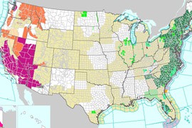 A National Weather Service map shows areas where red-flag warnings are expected for the coming week.
