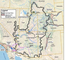 The Colorado River Basin includes parts of six states, including most of Arizona, and Mexico. Demand continues to grow for water from the river, some of which goes to users outside the basin.