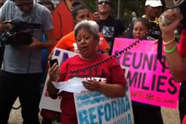 Martha Velasquez, 63, was arrested in a workplace raid by Maricopa County Sheriff's deputies, and  recently released. She joined about 100 others at the White House urging the president to stop further deportations.
