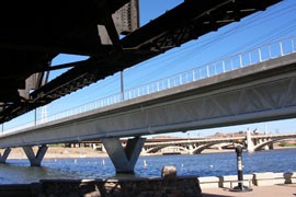 An analysis of Federal Highway Administration data from 2011 showed that Arizona was tied for third-lowest in the nation when it came to structurally deficient bridges, with just 3 percent in the state rated as such. Shown here are bridges over Tempe Town Lake.