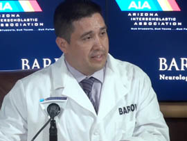 Dr. Javier Cárdenas, director of Barrow's Resource for Acquired Injury to the Nervous System (BRAINS) Program, explains efforts to reduce concussions among young athletes including a new smartphone game.