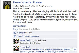 Like many lawmakers, when Rep. Paul Gosar, R-Prescott, asked for input on Syria page on his Facebook page, a number of responses came in Arabic script.