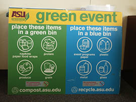 ASU's contract with Sodexo, which operates concessions at athletic facilities, requires that food be compostable and that cups and wrappers be recylable.