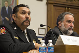 Phoenix Fire Chief Bob Khan, left, and WFMZ-TV executive Barry Fisher of Allentown, Pa., testified to a House subcommittee on reauthorization for the Federal Emergency Management Administration.