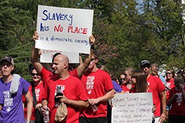 The Stop Modern Slavery rally in Washington was aimed at all forms of human trafficking, which includes sex trafficking. Most victims of sex trafficking in the U.S. are Americans, according to a recent Arizona task force report.