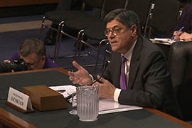 Treasury Secretary Jacob Lew told the Senate Finance Committee that the U.S. will default on its debt if the debt ceiling is not raised next week, triggering an economic catastrophe. He rejected suggestions that there options that would let the country pay its bills without raising the debt limit.