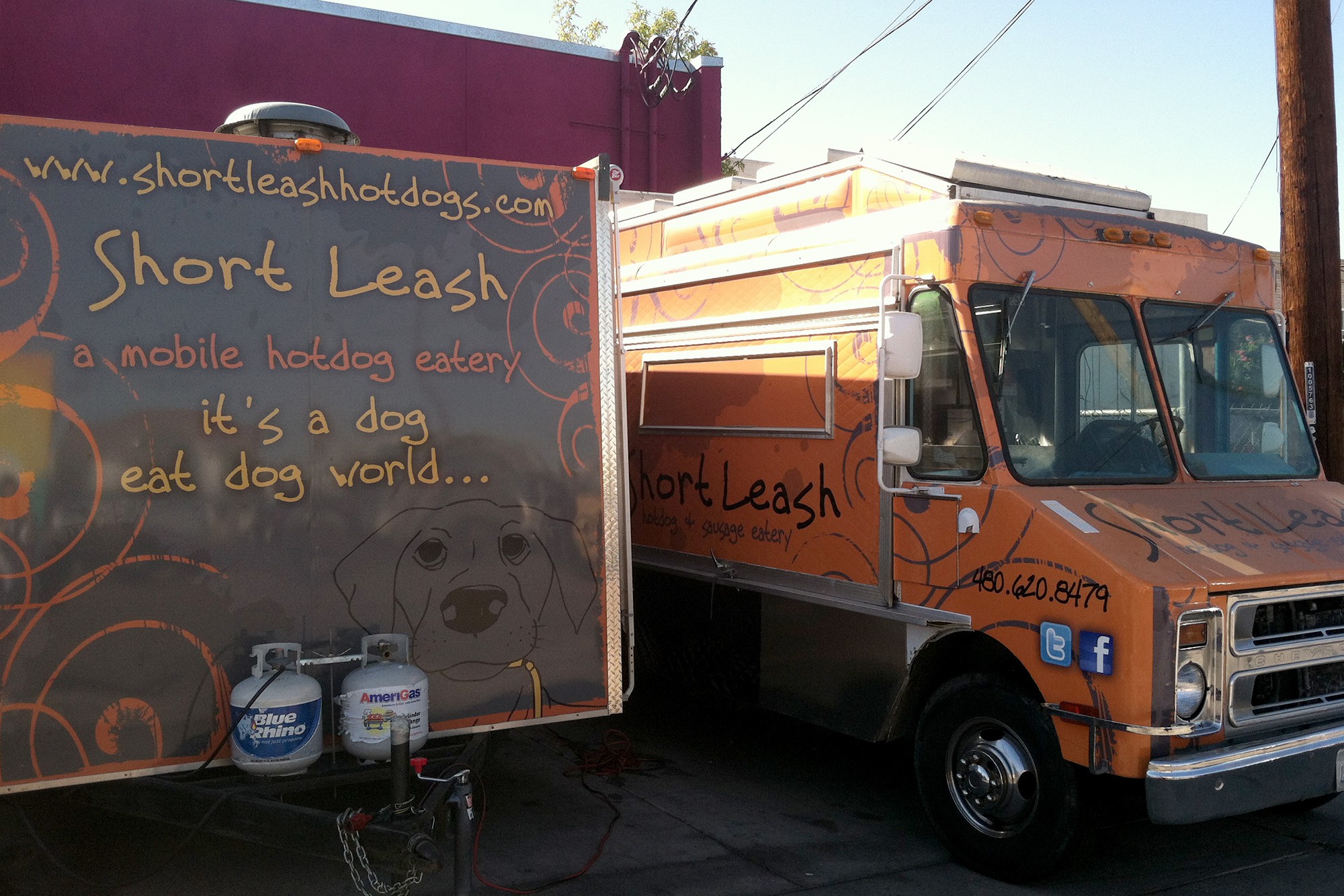 Although it has a restaurant now, Short Leash Hot Dogs still operates a food truck and trailer.