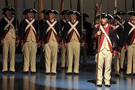 Second platoon of the Commander in Chief's Guard stand in formation during an Army retirment ceremony, Nov. 1 in Conmy Hall on Fort Myer in Arlington, Va.