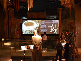 Visitors to Kartchner Caverns State Park look over an exhibit about the Big Room.