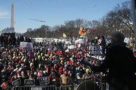 Musician Matt Maher, a former Tempe resident, performs for some of the estimated 600,000 who turned out for the 41st annual March for Life in Washington to protest the anniversary of the Supreme Court ruling recognizing a woman's right to an abortion.