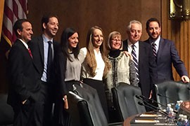 James Soto, second from right, poses with family and friends. He was one of the six federal judicial nominees whose nominations were heard in one fell swoop Tuesday by the Senate Judiciary Committee after months of waiting.