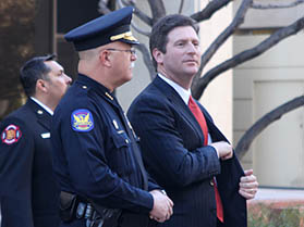 Phoenix Mayor Greg Stanton and Police Chief Daniel V. Garcia attend Thursday's ceremony honoring city employees who have died in the line of duty.