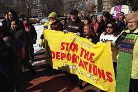 Clerics joined immigrants and immigration activists on the march from Lafayette Square across Pennsylvania Avenue to the White House, where 32 were arrested as part of their protest against deportations.