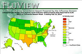 This chart by the U.S. Centers for Disease Control and Prevention shows flu levels around the country.