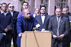 Paco Chairez, who described himself as a gay Latino immigrant, addresses a news conference opposing SB 1062.