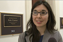 Laura Vazquez, senior immigration legislative analyst for National Council of La Raza, which organized Thursday's event outside House Majority Leader Eric Cantor's office in Washington.