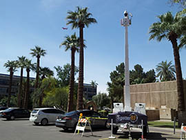 With the Border Security Expo underway at the Phoenix Convention Center, companies that manufacture a radar and portable tower creating a virtual fence provided a demonstration outside the State Capitol.