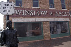 The corner in Winslow, where prosecutors said John Larsgard drove through a crowd at the town's annual Standin' on the Corner Festival. The park opened in 1999 to commemorate the town's place in the Eagles song 