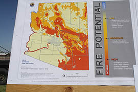 A chart displayed at a briefing Wednesday shows fire potential around Arizona for 2014.
