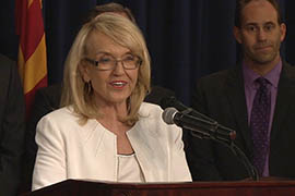 Gov. Jan Brewer discusses a new law aimed at combating human trafficking in Arizona.