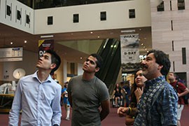 Carl Hayden Community High School students and their instructor at the Smithsonian Air and Space Museum after visiting the White House Tuesday. From left, Quenan Ruiz, 17, Martin Carranza, 18, Diserae Sanders, 17, and Faridoden Lajvardi.
