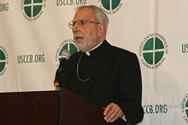 Bishop Gerald Kicanas of Tucson speaks about immigration reform at a U.S. Conference of Catholic Bishops news conference on Capitol Hill.
