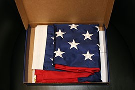 A flag that has flown over the U.S. Capitol, ready for shipping in the office of Rep. Ann Kirkpatrick, D-Flagstaff. Residents can request flags from their elected officials, but have to pay for them.