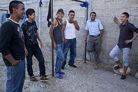 A group of migrants waits at the House of Mercy shelter in Arriage, Mexico, for word of 