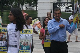 Phoenix resident Gerardo Torres, right, joons protesters in front of the White House demanding that undocumented immigrants be involved in any new administration meetings on immigration policy.