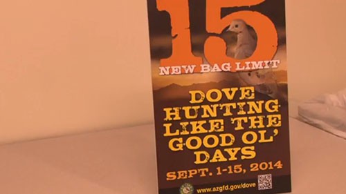 The first wave of the dove hunting season in Arizona is underway with some new changes made by the Arizona Game and Fish Commission. Under these changes youth hunters are now allowed to shoot the same number of doves per day as the adult hunters. Cronkite News reporter <strong>Angelie Meehan</strong> gives us more insight.