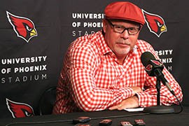 Arizona Cardinal's coach Bruce Arians answers questions at a news conference Monday.