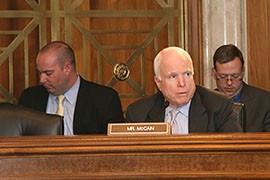 Arizona Sen. John McCain told other members of Senate Indian Affairs Committee thatt Congress never intended for tribes to build off-reservation casinos like the Tohono O'odham Nation's planned Glendale resort.