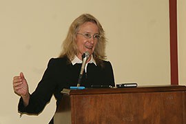 Carol Barnes addresses the 2014 Congressional Biomedical Research Caucus. Barnes, a University of Arizona gerontology professor, said dementia is not an inevitability of aging.