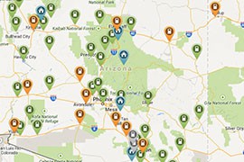 A map of stations across the U.S. where electric vehicle owners can go to charge their cars.