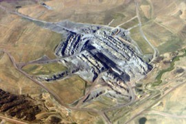 An aerial shot of the Kayenta Mine on the Navajo Nation. The mine produces coal that feeds the Navajo Generating Station several miles away.