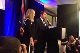 Rep.-elect Ruben Gallego, with wife Kate, on election night celebrating his victory in the campaign to represent Phoenix's 7th District in the U.S. House.